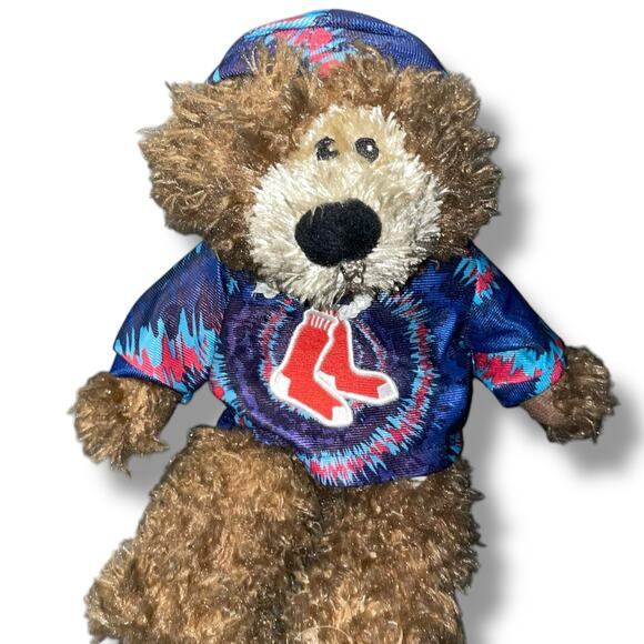 Boston Red Sox Plush Bear Hoodie Good Stuff Tie Dye Baseball MLB Nursery 14" - Picture 1 of 13